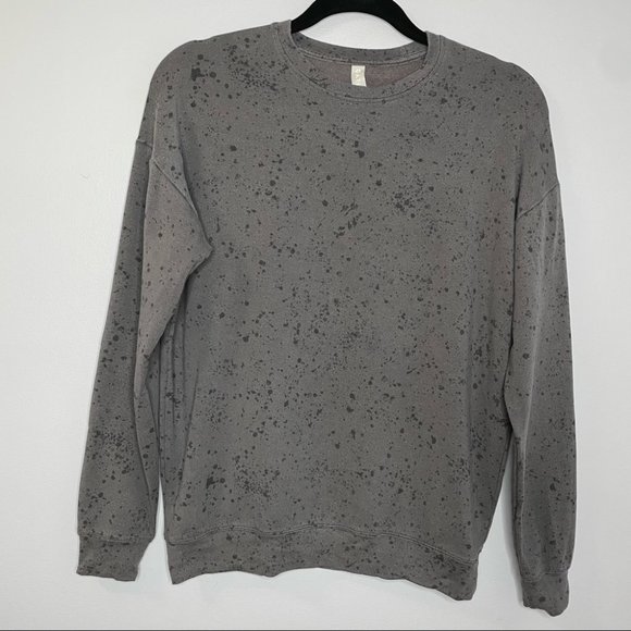Athleta Studio to Street Print Splatter Sweatshirt Charcoal - Picture 2 of 6